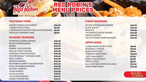 red robin menu prices|red robin dine in menu.